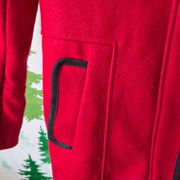 Women's Guess Red Toggle Wool Blend Duffle Coat - Picture 4 of 15